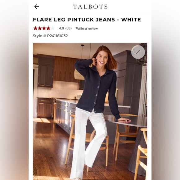 Talbots Crisp White Flare Leg Jeans -Size 12P - Picture 7 of 10